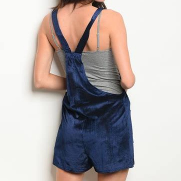 ESSEX VELVET POCKETED OVERALLS in navy blue - Picture 2 of 3